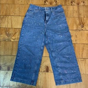 Topshop Rhinestone crop jeans